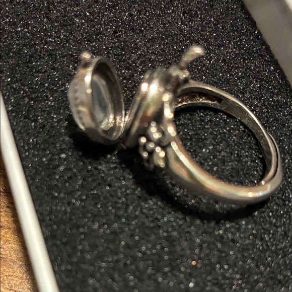 Moonstone Locket/Poison Ring- Adjustable Size - Picture 3 of 4